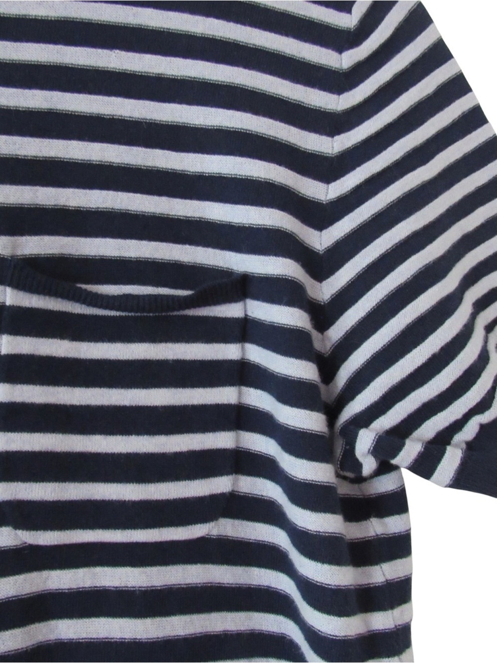Naadam Short Sleeve Knit Top Sweater Small Blue White Striped Crewneck Classic - Picture 5 of 10